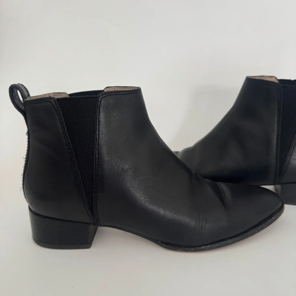 Madewell Leather Carina‎ Ankle Boots Chelsea Block Heel Women Size 8 Boot